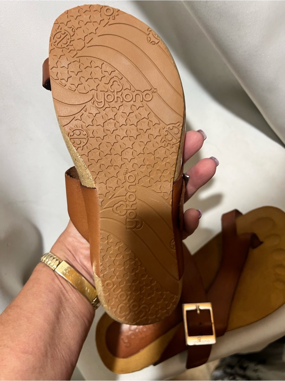 Yokono Spain Brown Leather Toe Ring Sandals Buckle Comfort Sandals Size 6 - Picture 7 of 9